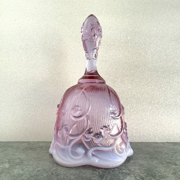 Fenton Glass Bell Lavender Purple Lily of the Valley Original Tag 6” - Picture 1 of 6